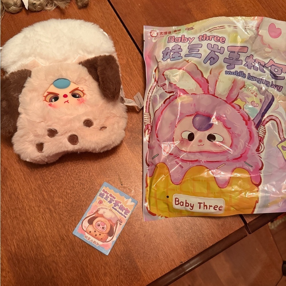 Plush Baby Three crossbody Bag - confirmed (shown) comes w everything in photo